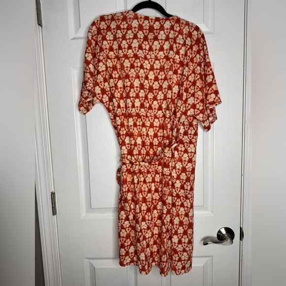 FAHERTY Willow Wrap Dress Spiced Shibori Print Size S Linen Viscose Blend - Picture 4 of 8